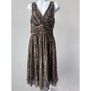 90s Women's Surplice Silk Camo Chain Link Print Dress by Spiegel, Sz: 10 (b16)